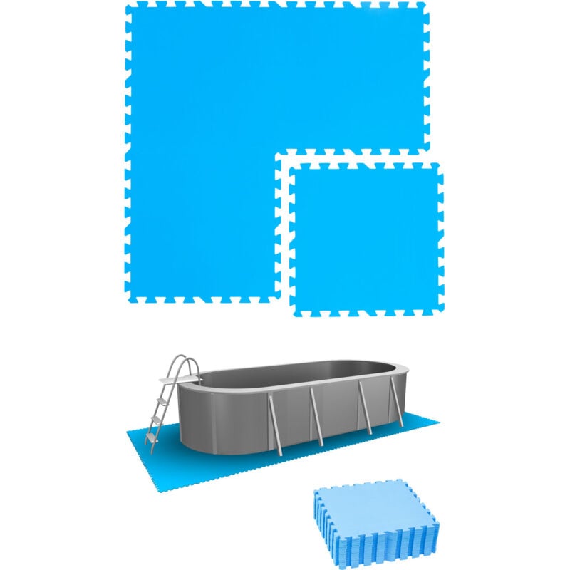foto del prodotto eyepower 3,8 m stuoia di sottofondo per piscina 16 tappetini in eva 50x50 per esterni