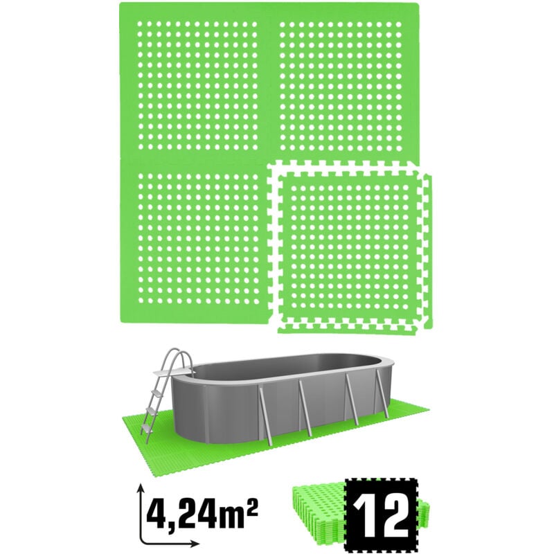 foto del prodotto eyepower 4,2 m stuoia di sottofondo per piscina 12 tappetini in eva 62x62 per esterni