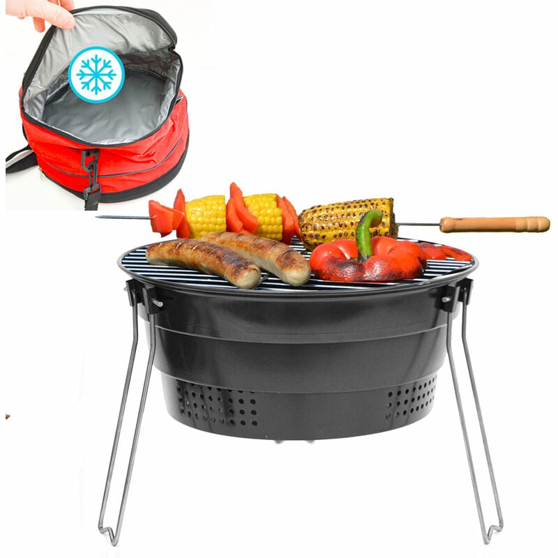 foto del prodotto eyepower barbecue portatile con borsa refrigerante 28 barbecue carbonella portatile