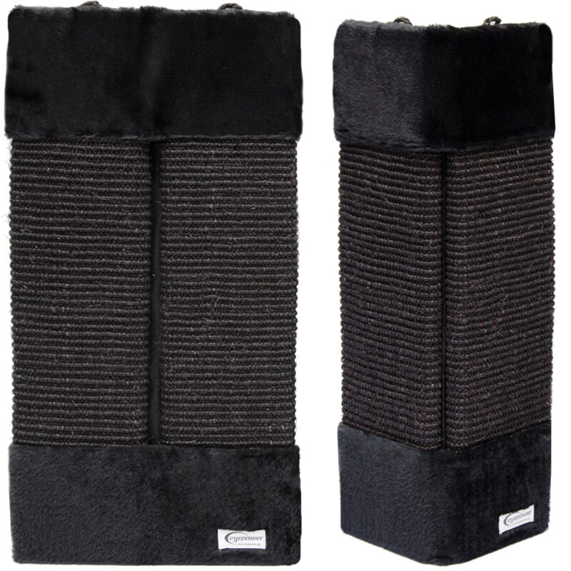 foto del prodotto eyepower graffiatoio per gatti ca 50x22cm in sisal e peluche protezione angoli pareti mobili tiragraffi per affilarsi gli artigli nero