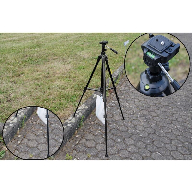 foto del prodotto eyepower treppiedi sostegno telecamera fotocamera per foto video supporto regolabile in altezza 160 cm con manovella e testa a 3 vie sistema di