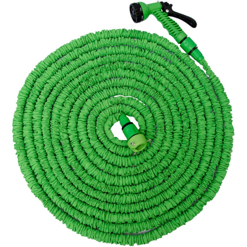 foto del prodotto eyepower tubo elastico per innaffiare giardino estensibile tre volte la sua lunghezza 10m 30m incl pistola 7 getti