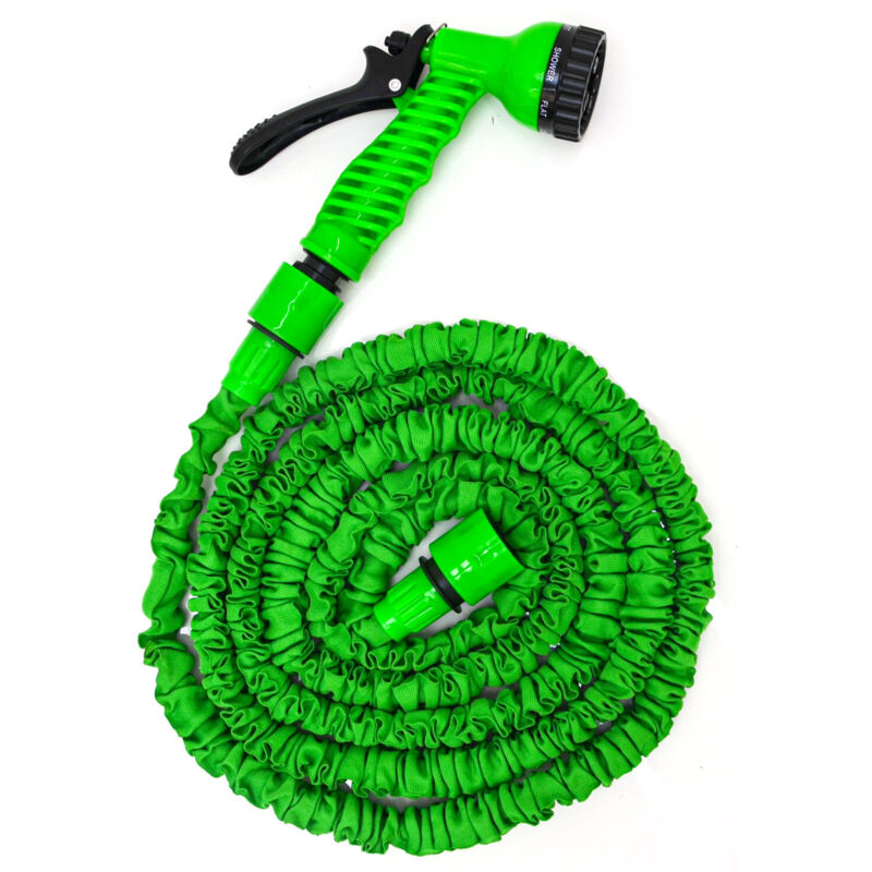 foto del prodotto eyepower tubo elastico per innaffiare giardino estensibile tre volte la sua lunghezza 2,5m 7m incl pistola 7 getti
