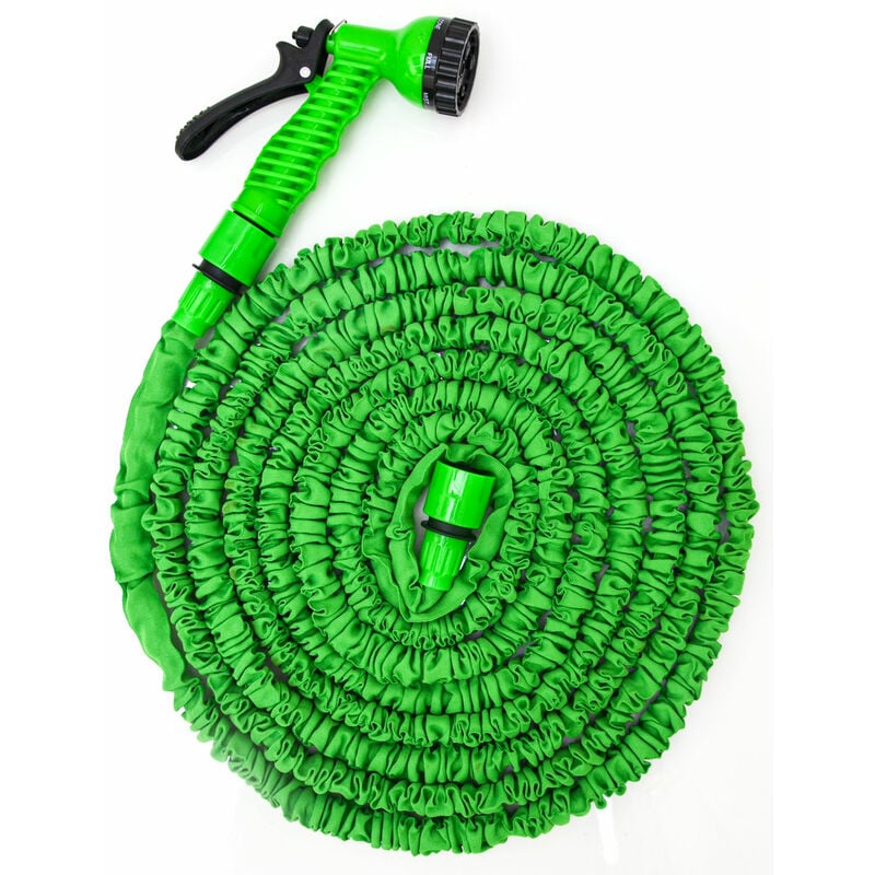 foto del prodotto eyepower tubo elastico per innaffiare giardino estensibile tre volte la sua lunghezza 7m 15m incl pistola 7 getti