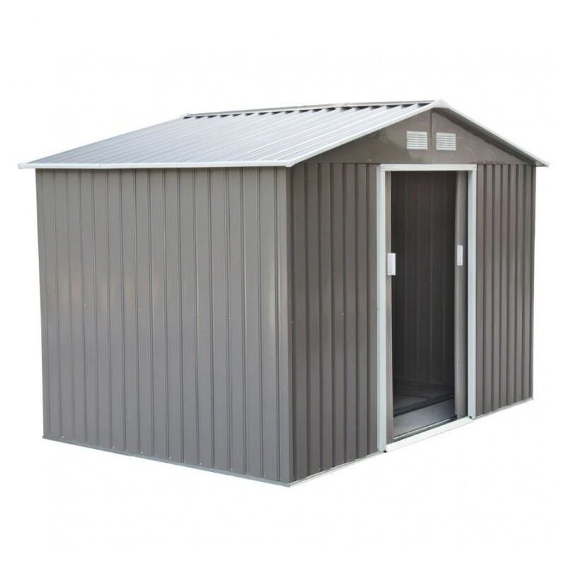 foto del prodotto ezooza casetta da giardino in metallo 277 x 195 x 192 cm in acciaio verniciato di colore grigio chiaro
