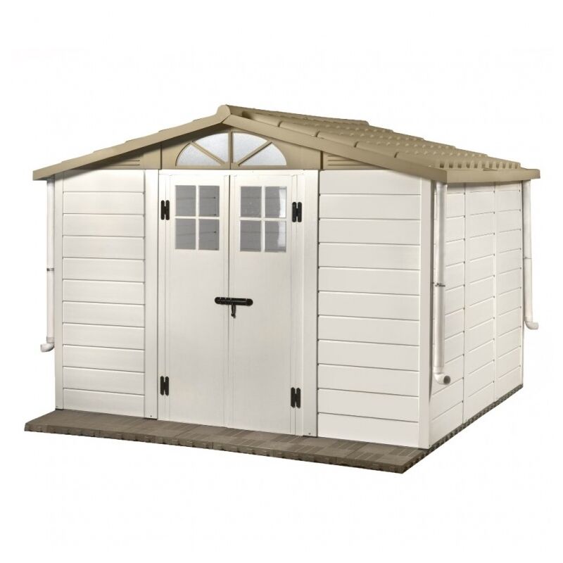 foto del prodotto ezooza casetta da giardino in resina tuscany evo 280, pavimentazione inclusa, colore beige, 261x309x225h cm