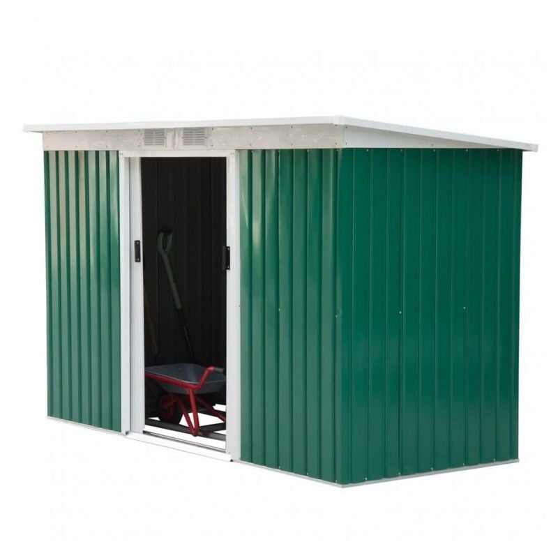 foto del prodotto ezooza casetta porta atrezzi da giardino in metallo 277 x 130 x 173 cm in lamiera di colore verde