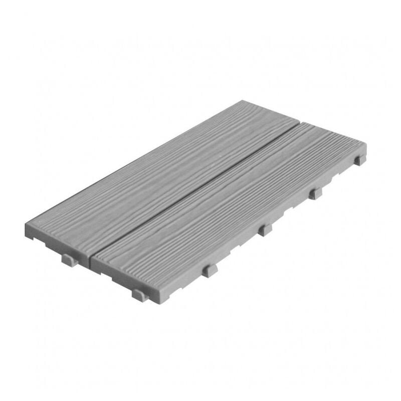 foto del prodotto ezooza piastrelle autobloccanti in plastica con finitura ad effetto legno 37,7 x 18,6 cm. pezzi 14 colore grigio