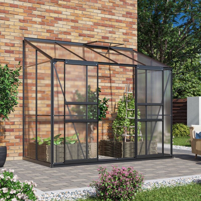 foto del prodotto ezooza serra vitavia ida 3300 nero policarbonato 4mm 132x257 h 222 cm
