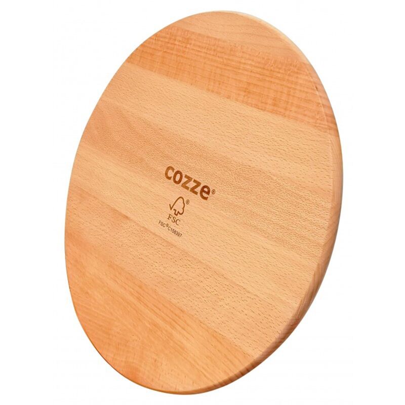 foto del prodotto ezooza tagliere rotondo 35 cm in legno di faggio per taglio e servizio pizza