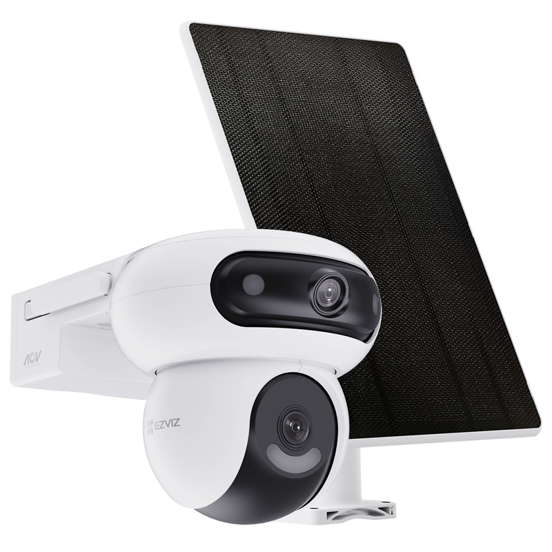 foto del prodotto ezviz hb90 8w solar panel telecamera da esterno a batteria motorizzata doppio obiettivo 4mp 4mp