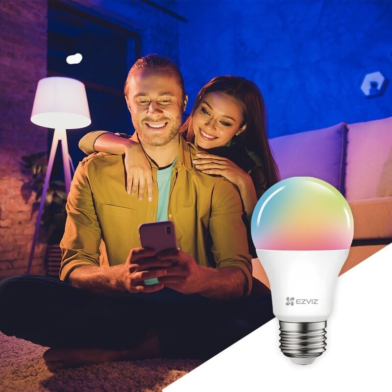 foto del prodotto ezviz lb1 lampadina intelligente a colori wifi a led e27 8w, compatibile con alexa, google home, dimmerabile, comandabile tramite app, controllo