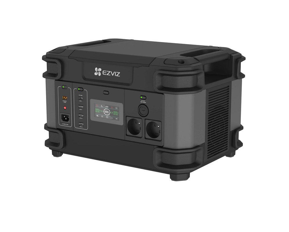 foto del prodotto ezviz ps1300, stazione di alimentazione portatile, capacit 1324wh, 6 ingressi, display smart, ricarica con pannello solare (non incluso)