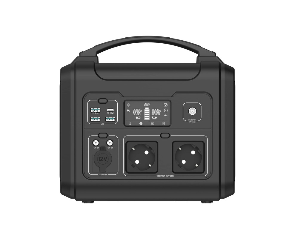 foto del prodotto ezviz ps600, stazione di alimentazione portatile, capacit√† 607wh, 9 ingressi, display smart, ricarica con pannello solare (non incluso)