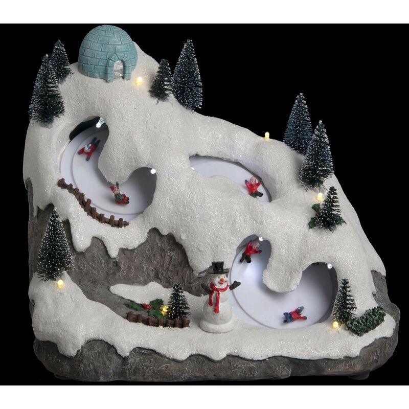 foto del prodotto f ric lights and christmas slitta e igloo del villaggio di natale con musica 12 led trasformatore feeric lights christmas