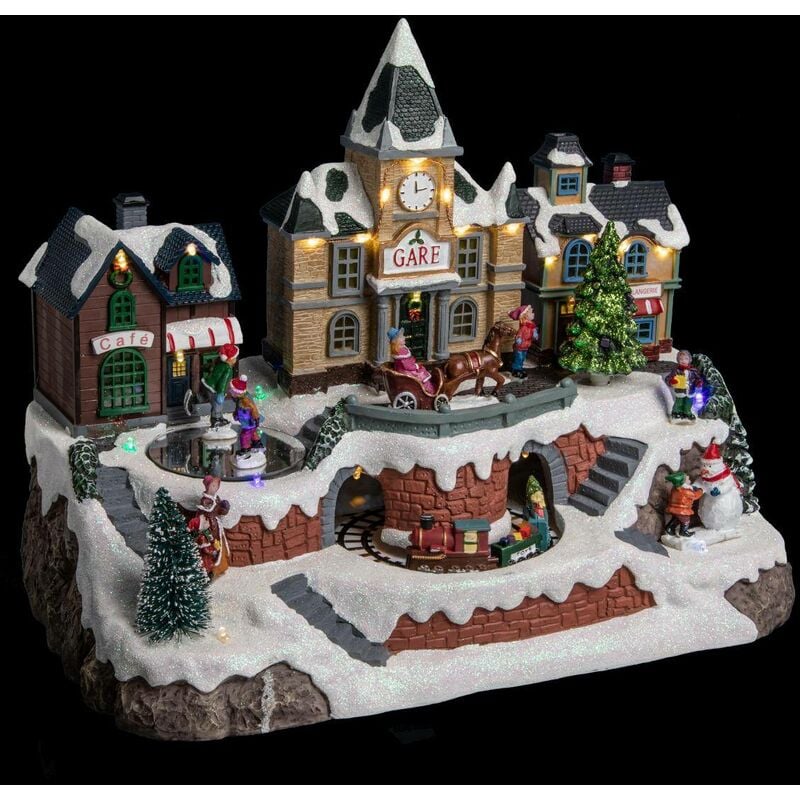 foto del prodotto f ric lights and christmas stazione animata musicale villaggio di natale 26 led trasformatore feeric lights christmas