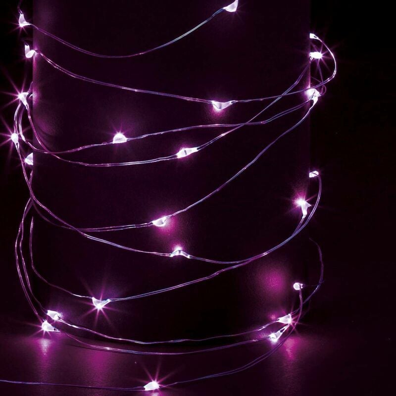 foto del prodotto f ric lights and christmas - stringa luminosa rosa da 10 m con 100 led per interni, a batteria - feeric lights christmas