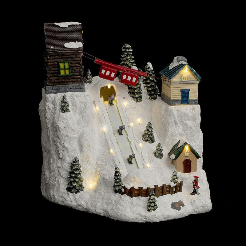 foto del prodotto f ric lights and christmas villaggio di natale animato lezioni di sci 18 led trasformatore feeric lights christmas