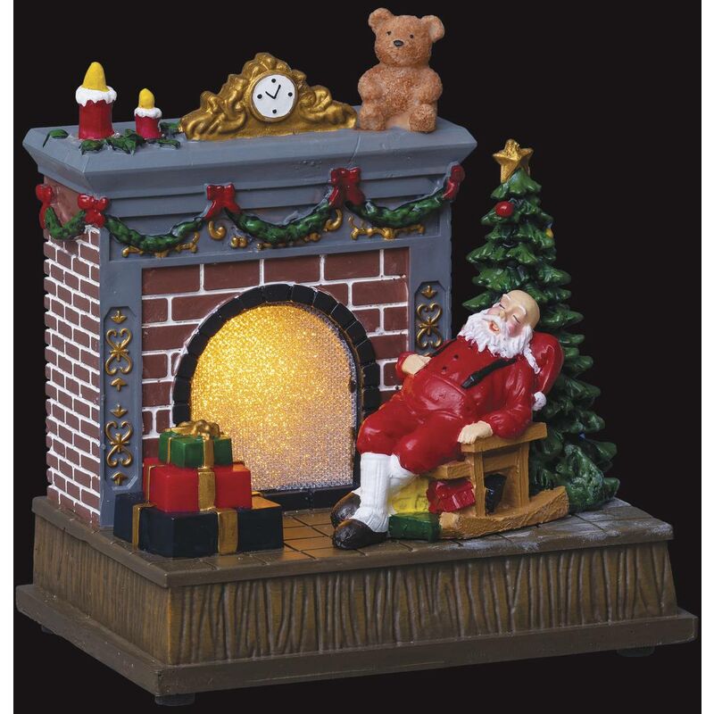 foto del prodotto f ric lights and christmas villaggio di natale babbo natale 18 led con camino a batteria feeric lights christmas