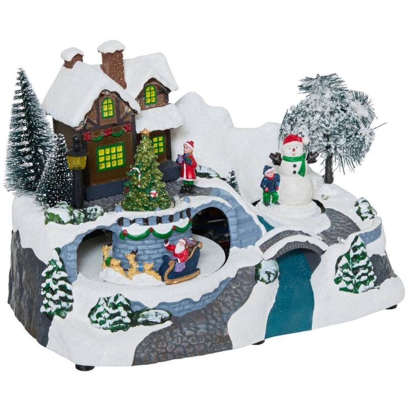 foto del prodotto f ric lights and christmas villaggio di natale babbo natale e slitta animata 10 led a batteria feeric lights christmas