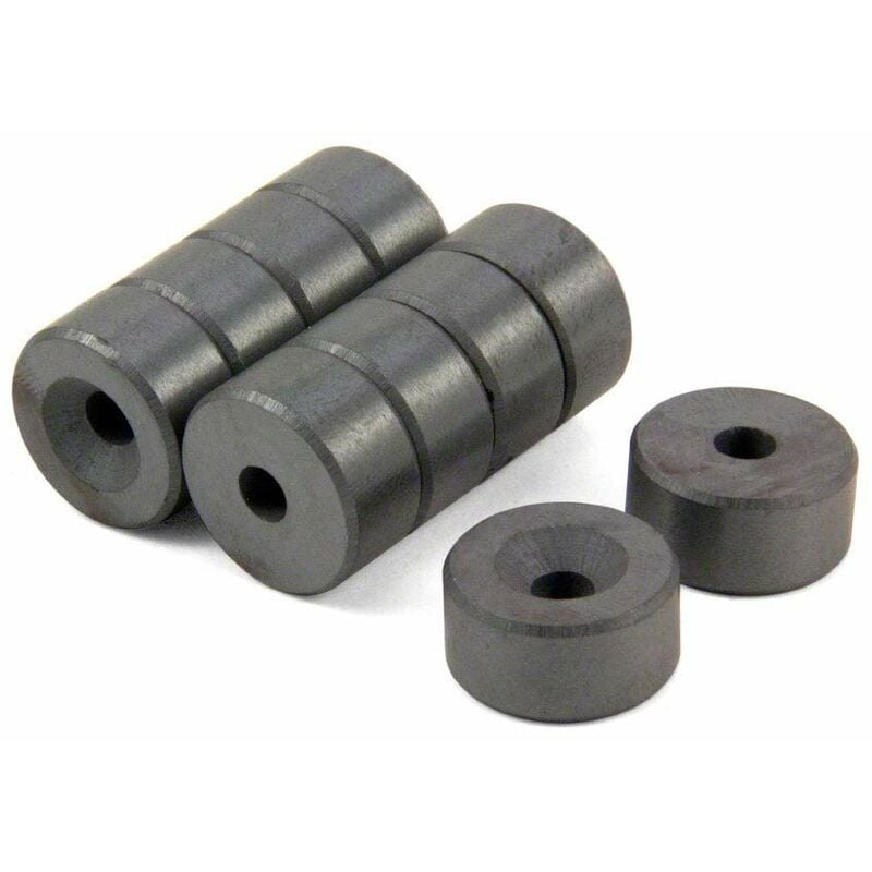 foto del prodotto f314nf 10, first4magnets f314nf 10 mm di diametro, spessore 20 x 10 mm x 5.2 mm, con magnete in ferrite svasatura con trazione 1,2 kg pacchetto di