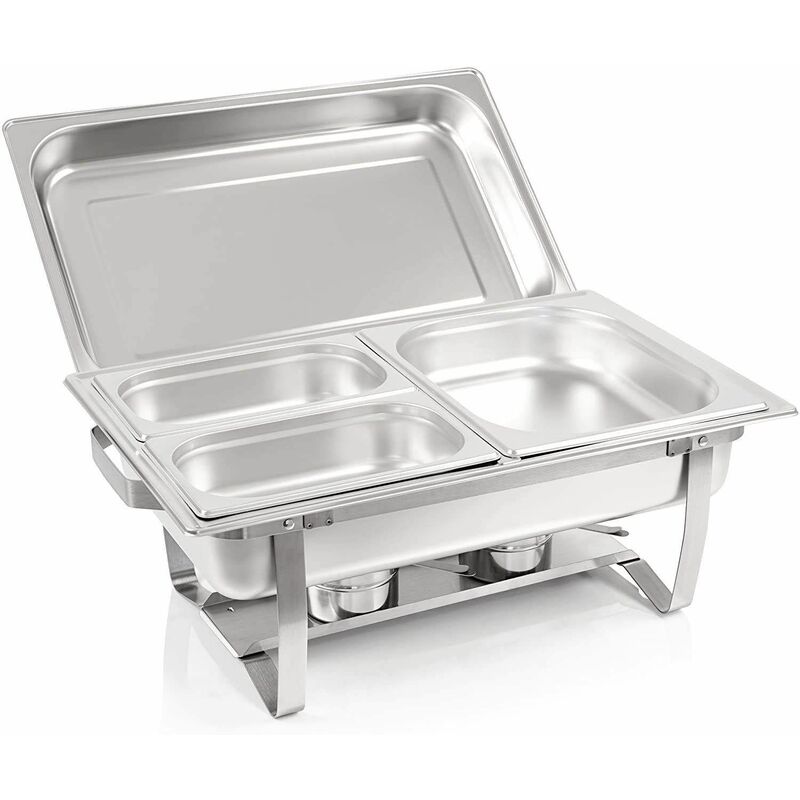 foto del prodotto f433 3 2 scaldapiatti 1x gn1 2 2x gn1 4 a bagnomaria con coperchio, 60x37x29cm bc elec
