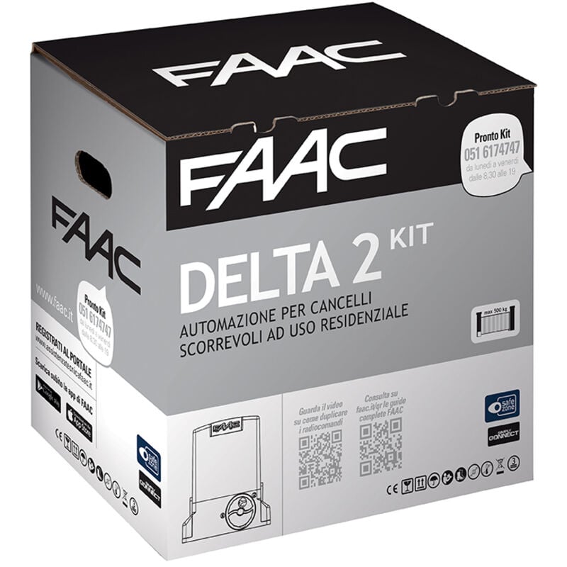 foto del prodotto faac delta 2 kit automazione cancelli scorrevoli, peso max 500kg 5 metri cremagliera