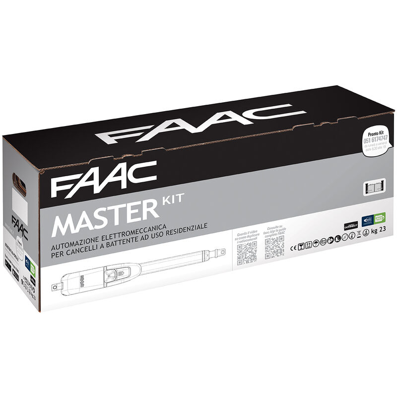 foto del prodotto faac master kit 415 230v automazione cancello battente cancelli anta larghezza max singola anta 2,5 m 3 m con elettroserratura uso residenziale