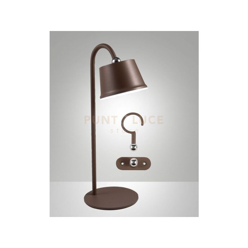 foto del prodotto fabas armanda kit completo illuminatore corten a led 3w 3000k 320lm dimmerabile e orientabile ricaricabile ip54