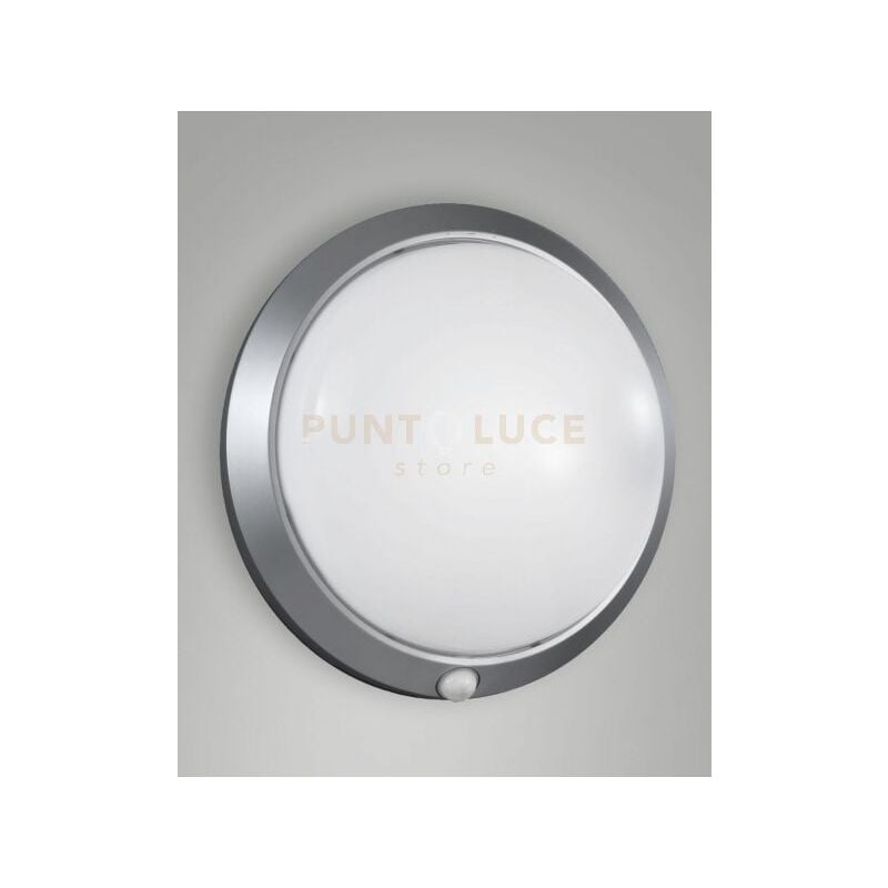 foto del prodotto fabas - armilla plafoniera d.30cm argento ip44 1 luce attacco e27 con sensore movimento