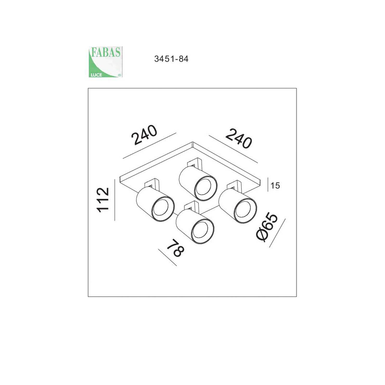 foto del prodotto fabas luce faretto modo, a 4 luci, bianco, anelli decorativi, gu10, alluminio
