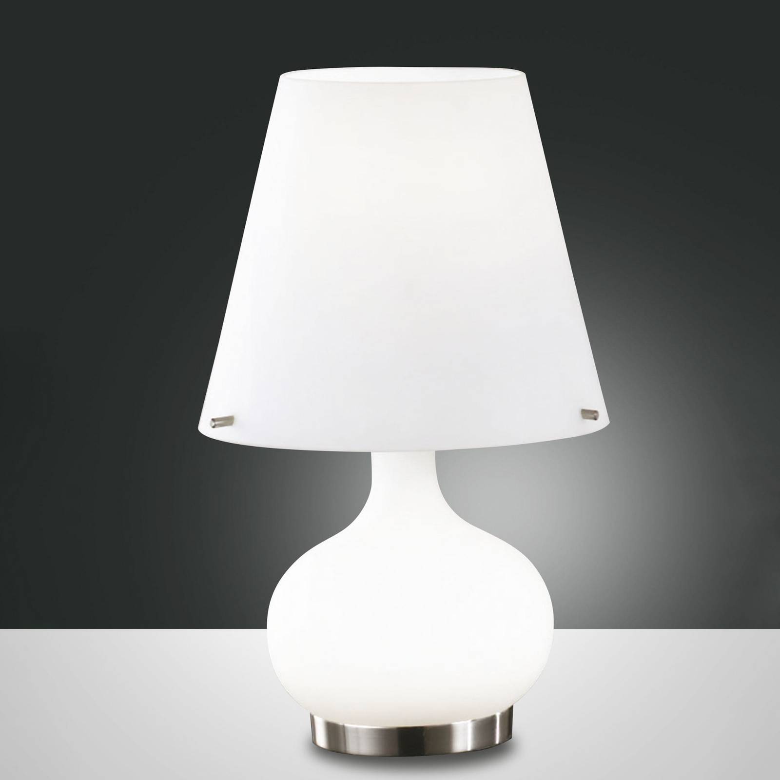 foto del prodotto fabas luce lampada da tavolo ade, altezza 33 cm, bianco, vetro