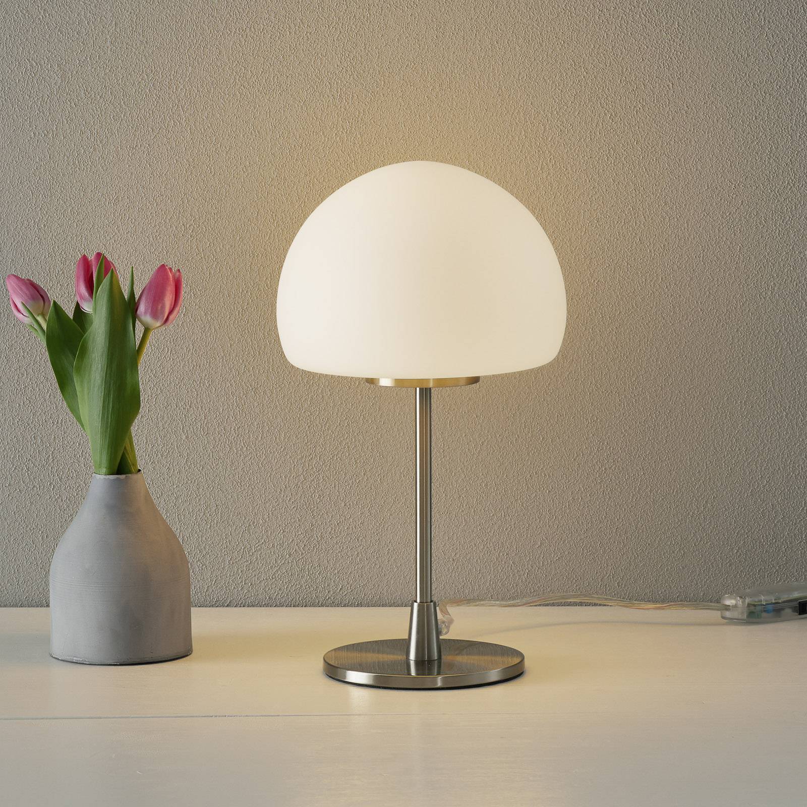 foto del prodotto fabas luce lampada da tavolo gaia big funzione touch, bianca