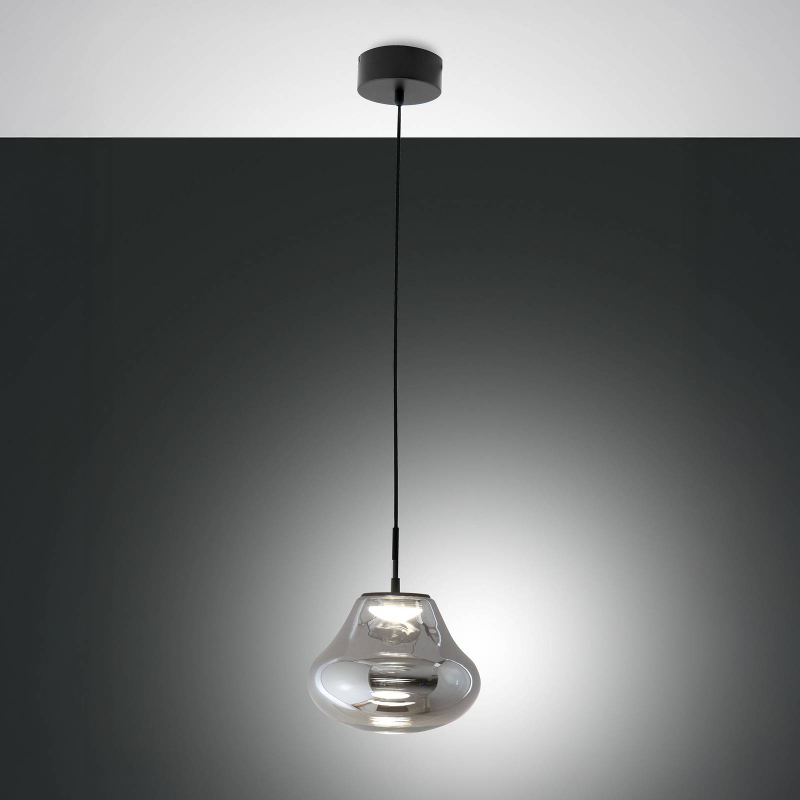 foto del prodotto fabas luce lampada led a sospensione deva, grigio, vetro, 25 cm, cct, dimmerabile