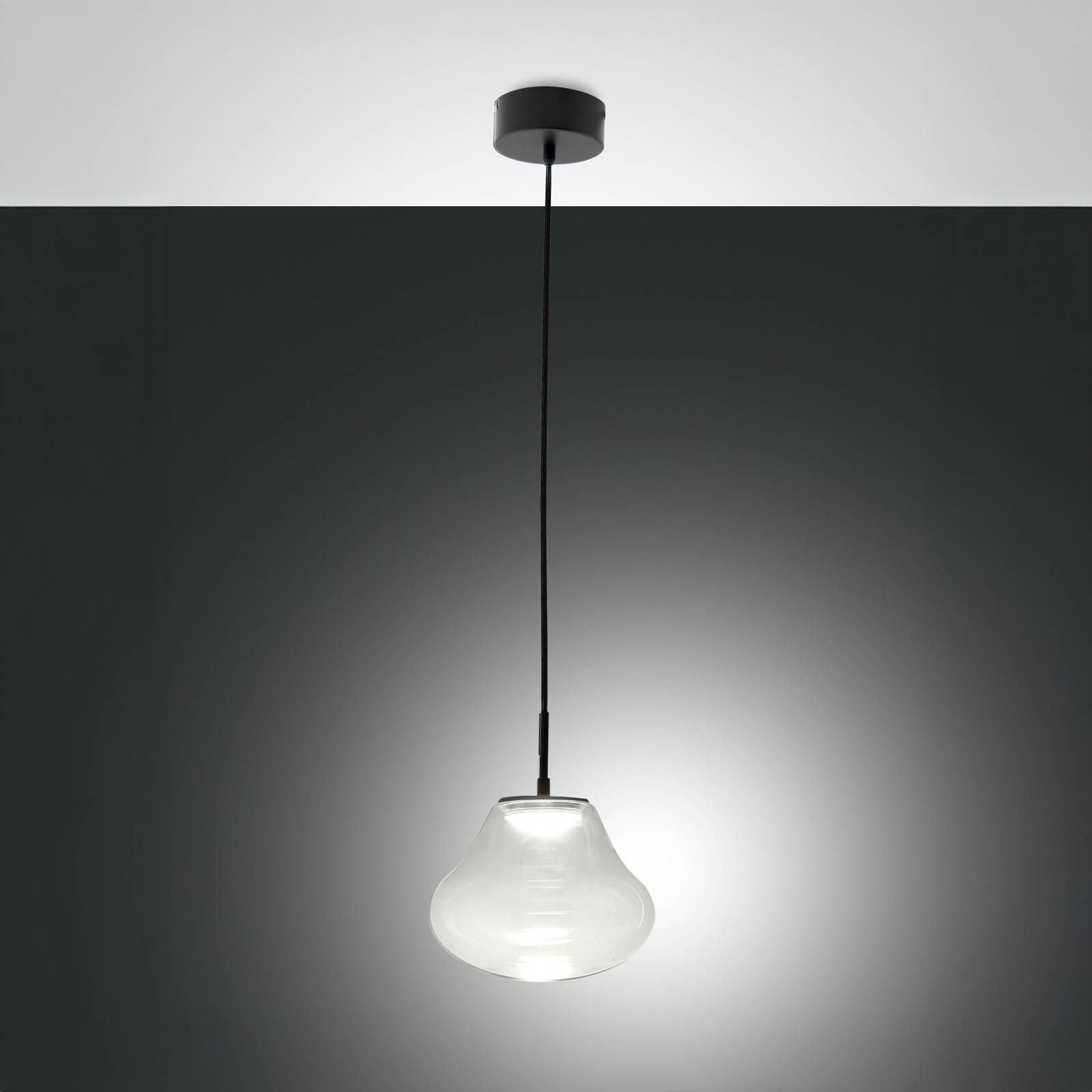 foto del prodotto fabas luce lampada led a sospensione deva, trasparente, vetro, 25 cm, cct, dimmerabile