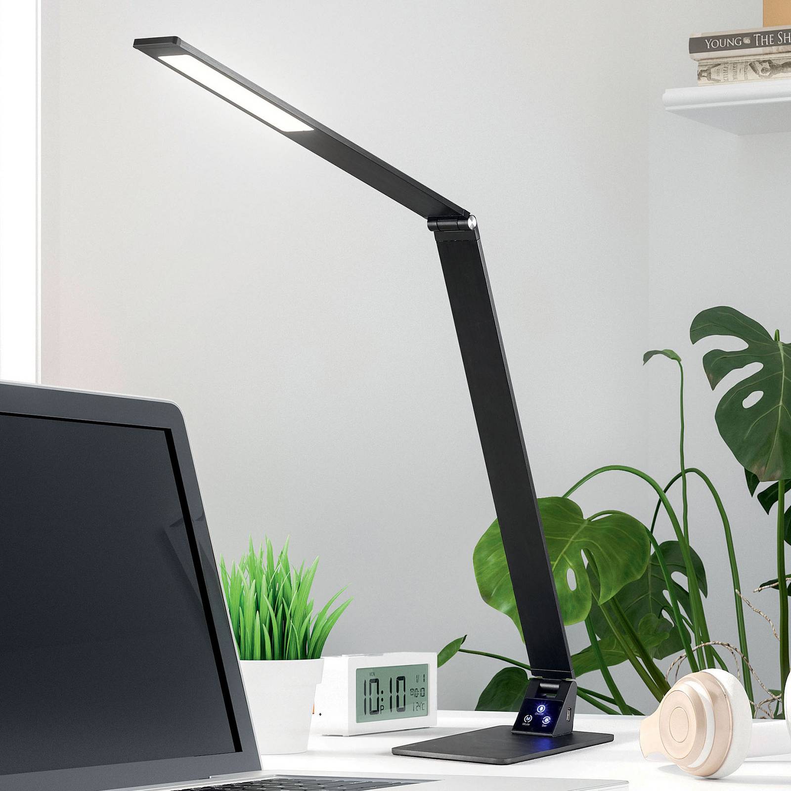 foto del prodotto fabas luce lampada led da tavolo wasp, con touchdimmer, nero