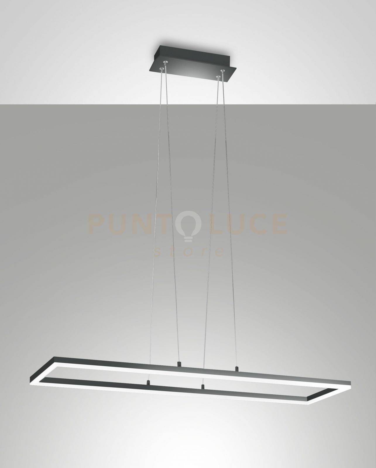 foto del prodotto fabas luce lighting bard sospensione antracite nw l.92x32cm a led 4000k 52w 5400 lm dimmerabile