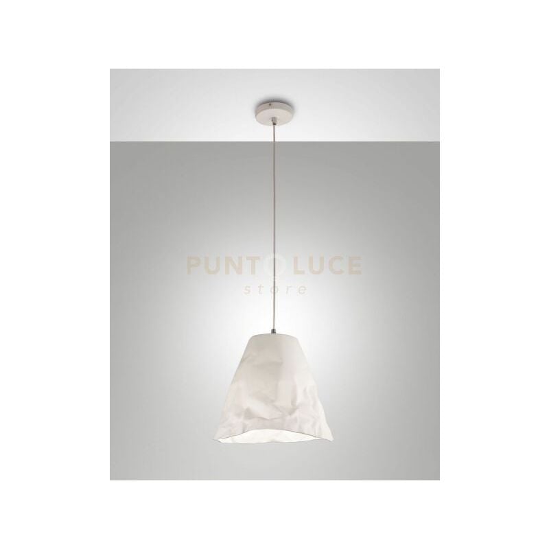 foto del prodotto fabas luce lighting - crumple sospensione bianca 1 luce in metallo e ceramica attacco e27