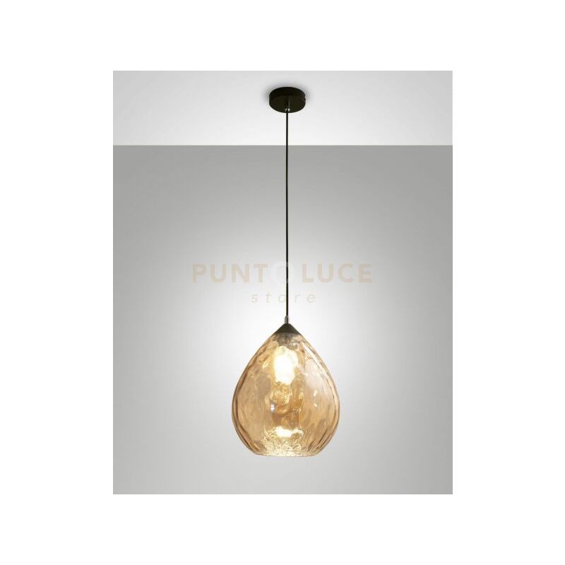 foto del prodotto fabas luce lighting - gisella sospensione 1 luce ambra d.26cm attacco e27 altezza regolabile