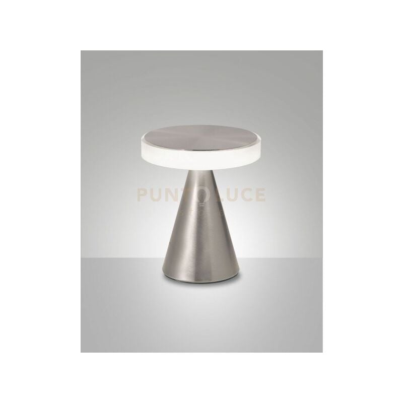 foto del prodotto fabas luce lighting neutra da tavolo nichel satinato h.20cm a led 3000k 8w 750 lm dimmerabile