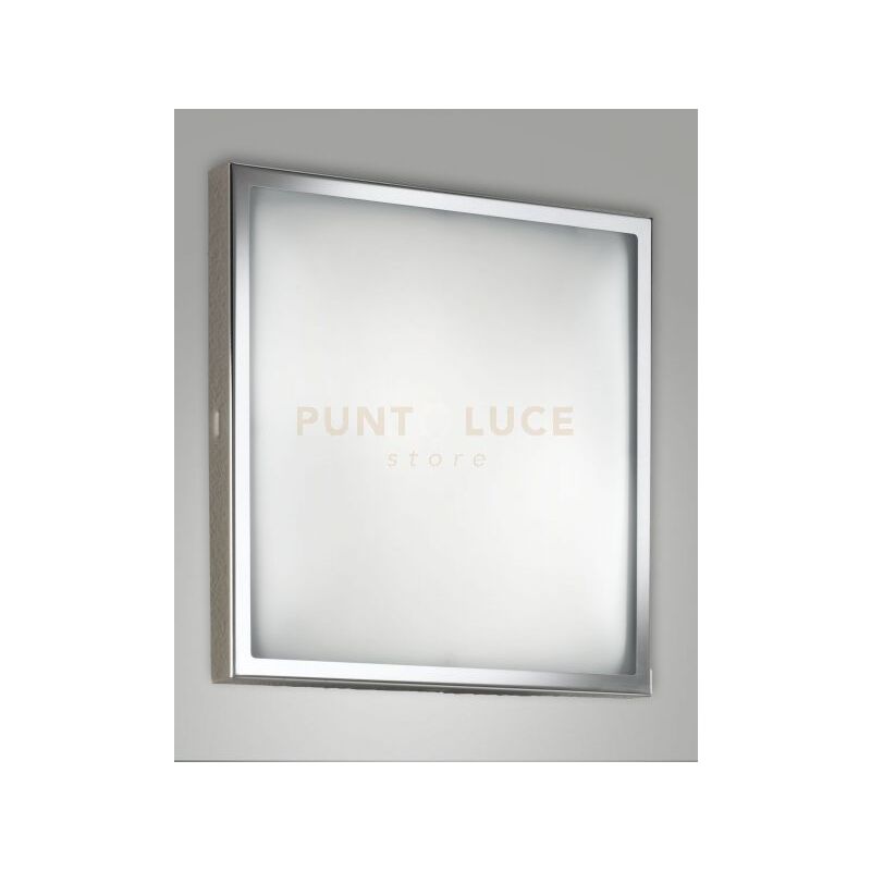 foto del prodotto fabas luce lighting osaka plafoniera cromo led 3000k 24w 2400 lm, l.40x40 cm in metallo e vetro