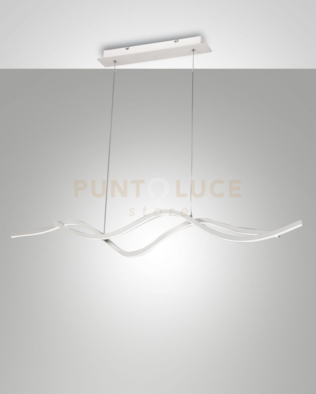 foto del prodotto fabas luce lighting sinuo lampadario a sospensione bianca a led 3000k 36w 3880 lm dimmerabile a step