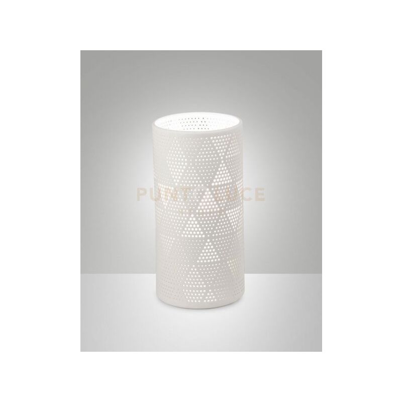 foto del prodotto fabas luce micol lampada da tavolo bianca 1 luce attacco e27 in metallo e ceramica d.10cm