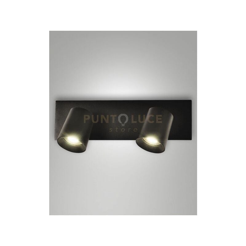 foto del prodotto fabas luce modo spot nero 2 luci alluminio spazzolato orientabile attacco gu10 ip20