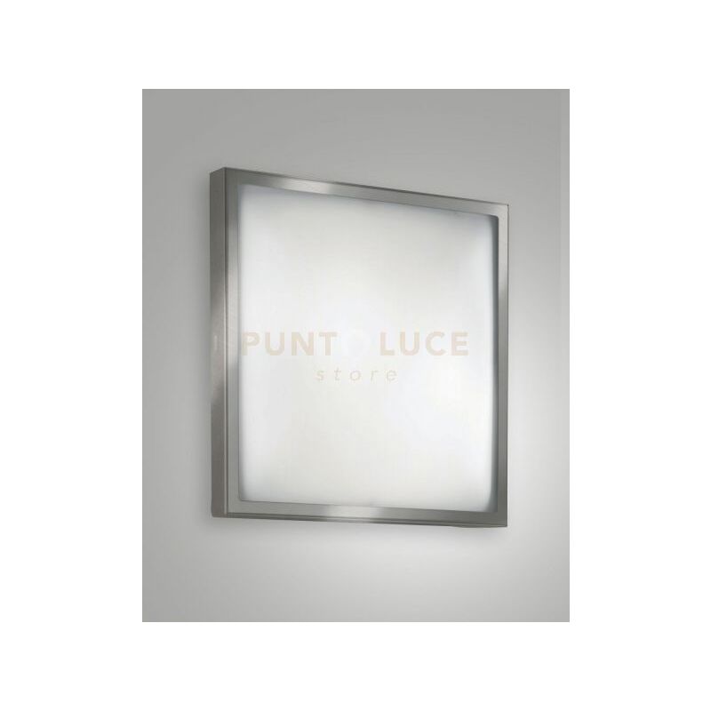 foto del prodotto fabas luce osaka plafoniera bianca nichel satinato l.30x30 in metallo e vetro 2 luci attacco e27