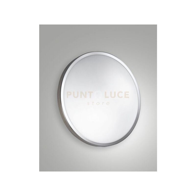 foto del prodotto fabas luce plaza plafoniera bianco cromo d.30cm ip41 in metallo e vetro 2 luci attacco e27