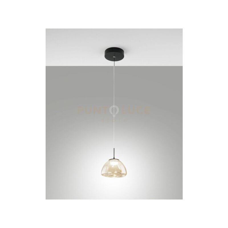 foto del prodotto fabas lucille sospensione cognac 1 luce in vetro a led cct 2700k 3000k 4000k 8w 750 lm dimmerabile
