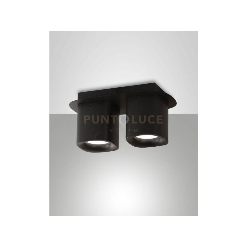 foto del prodotto fabas smooth spot nero 2 luci attacco gu10 ip20 in alluminio