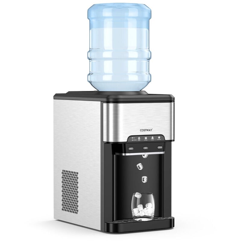 foto del prodotto fabbricatore di ghiaccio 3 in 1 con distributore di acqua calda fredda 20 kg in cubetti di ghiaccio 24 ore 6 13 minuti per bar di casa e ufficio