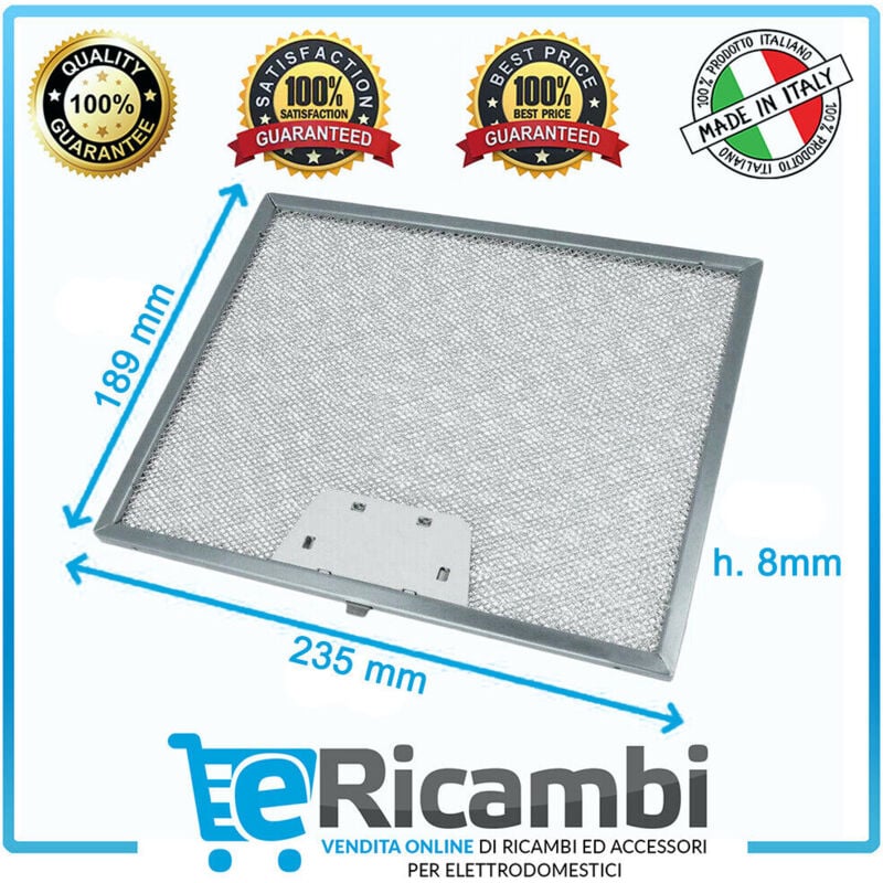 foto del prodotto faber filtro grassi in alluminio high performance per cappa, compatibile con cappe franke universale dimensioni 235x189x9 mm , colore alluminio,